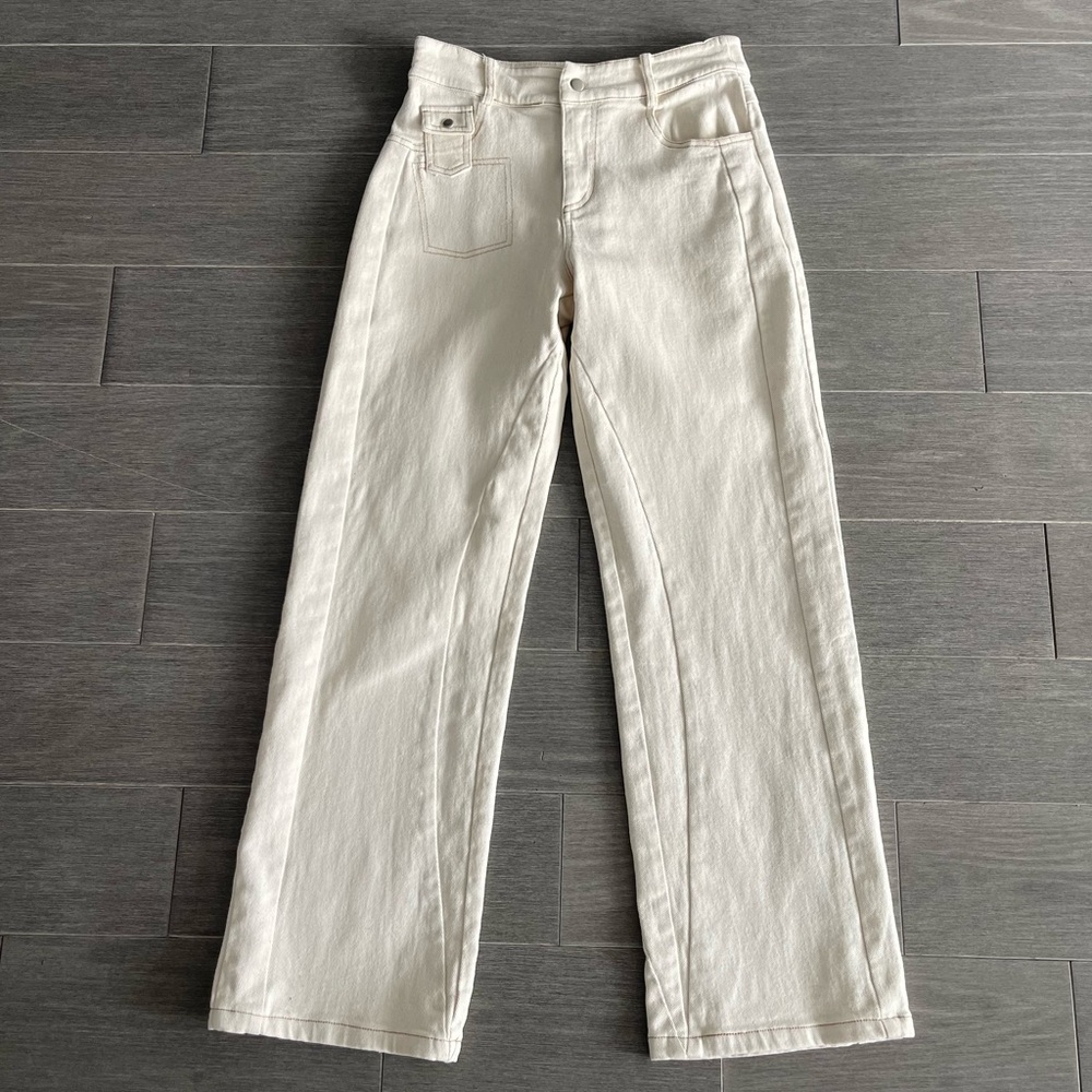 I.AM.GIA. Straight Leg Jeans Size S Off White Cream Ecru Faux Back Pockets - Picture 5 of 16